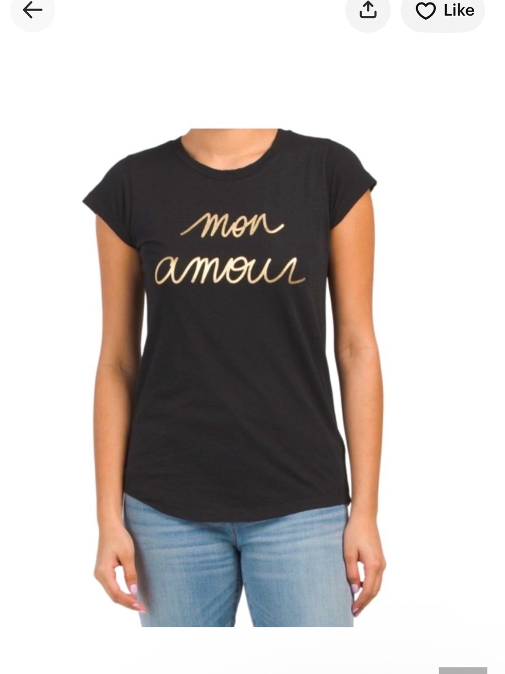 Zadig & Voltaire Mon Amour Black Tee with Gold Script size L